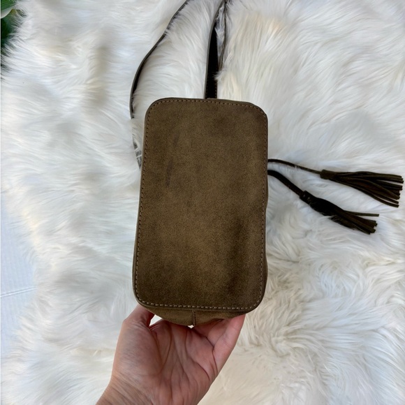 J. Crew Olive Suede Leather Drawstring Bucket Bag - Picture 5 of 8